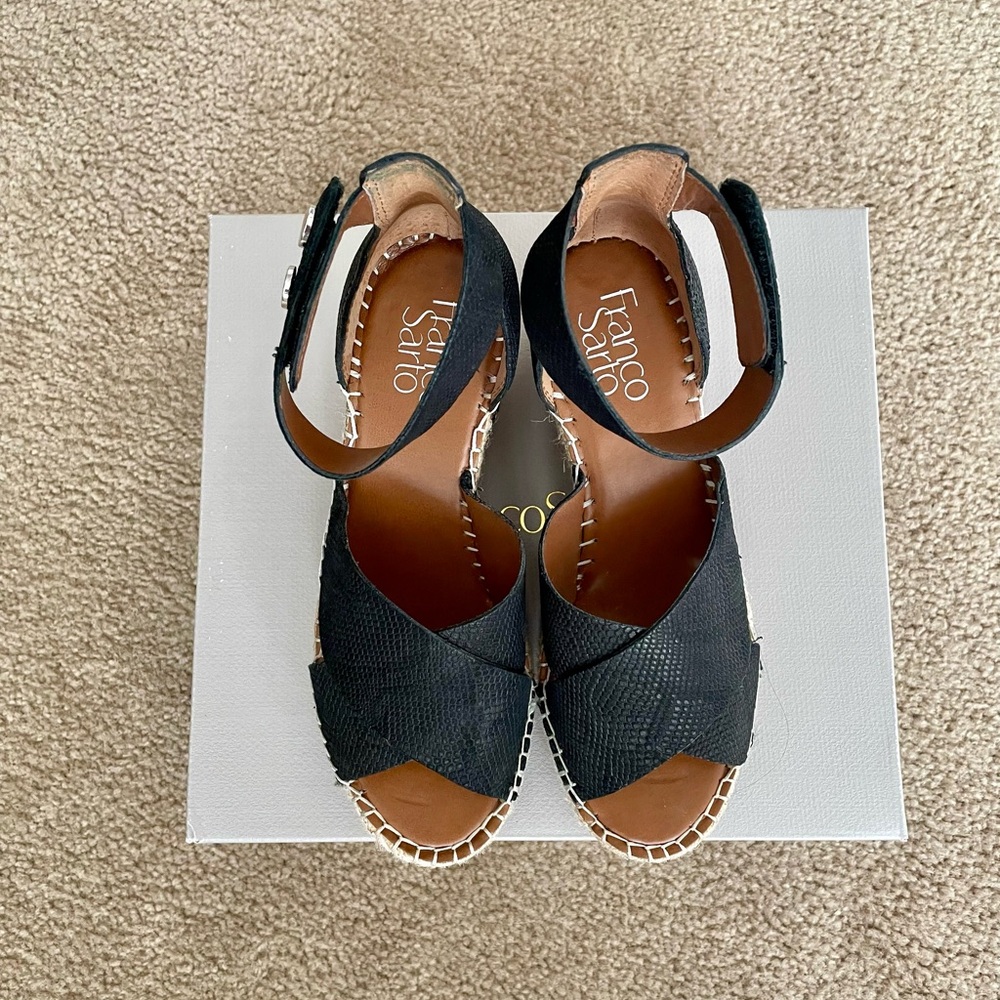 Franco Sarto Black Woven Sandals